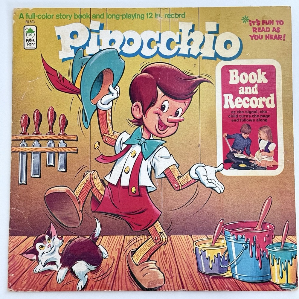 Book and Record Vintage 1971 Pinocchio Record LP Vinyl 33 RPM UNTESTED